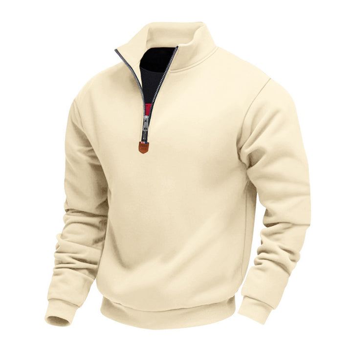 Sporty men's sweater with half-zip closure and trendy high collar Lune London