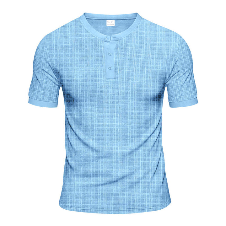Men's Short Sleeve Henley T-Shirt with Modern Structured Design Lune London