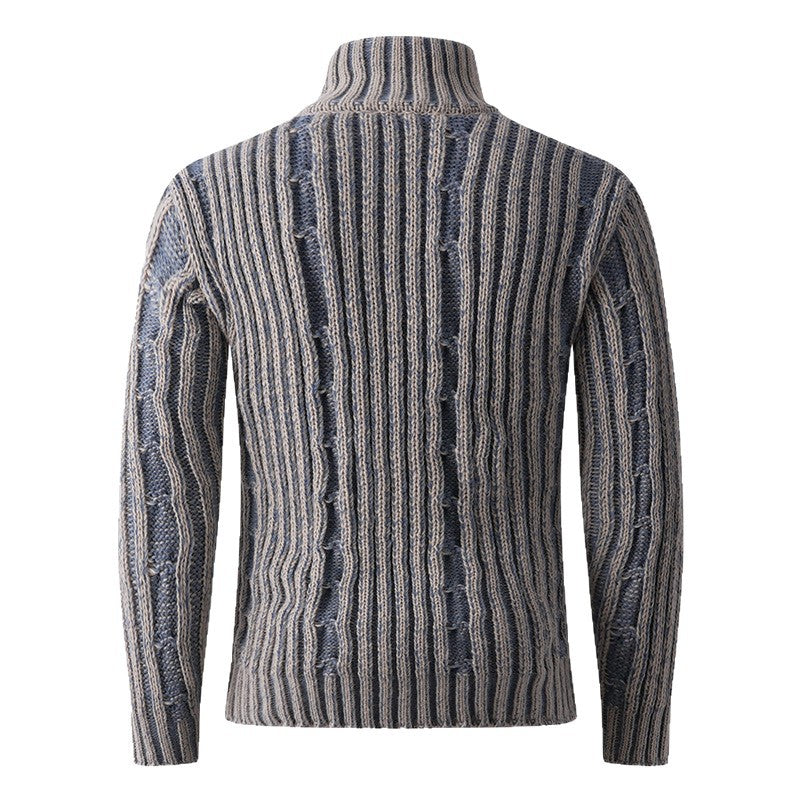 Fashionable knit jacket for men with high zipper and unique pattern Lune London