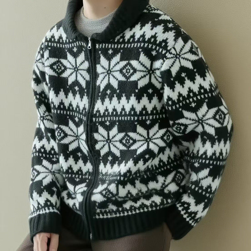 Women's knit jacket with traditional pattern Lune London