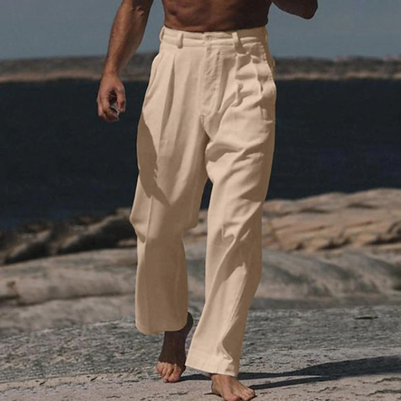 Pantalon en lin élégant pour hommes avec coupe large et grand confort de port Lune London