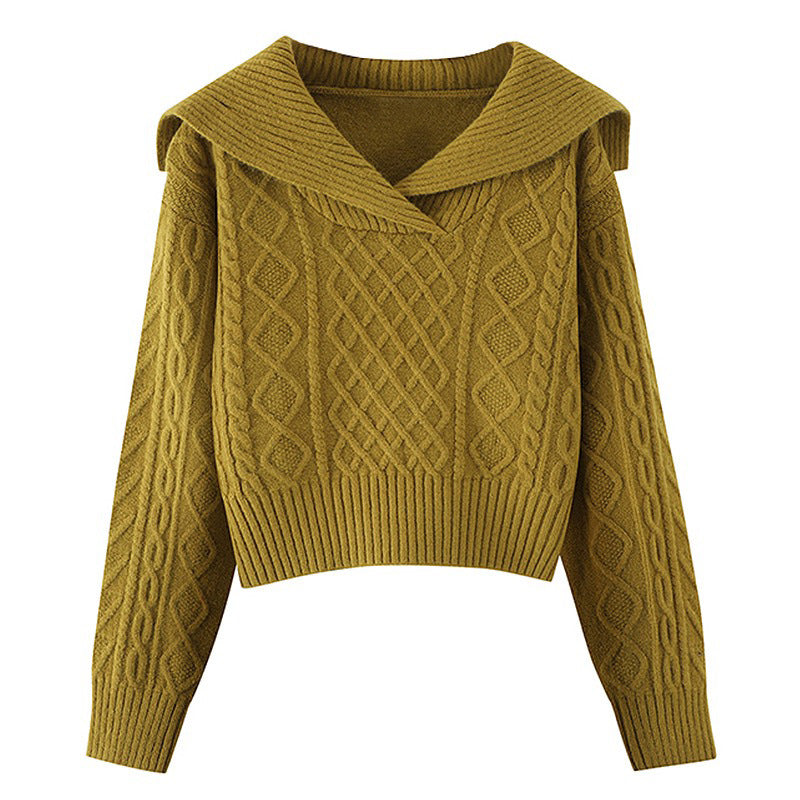 Knit sweater for women with oversized collar Lune London