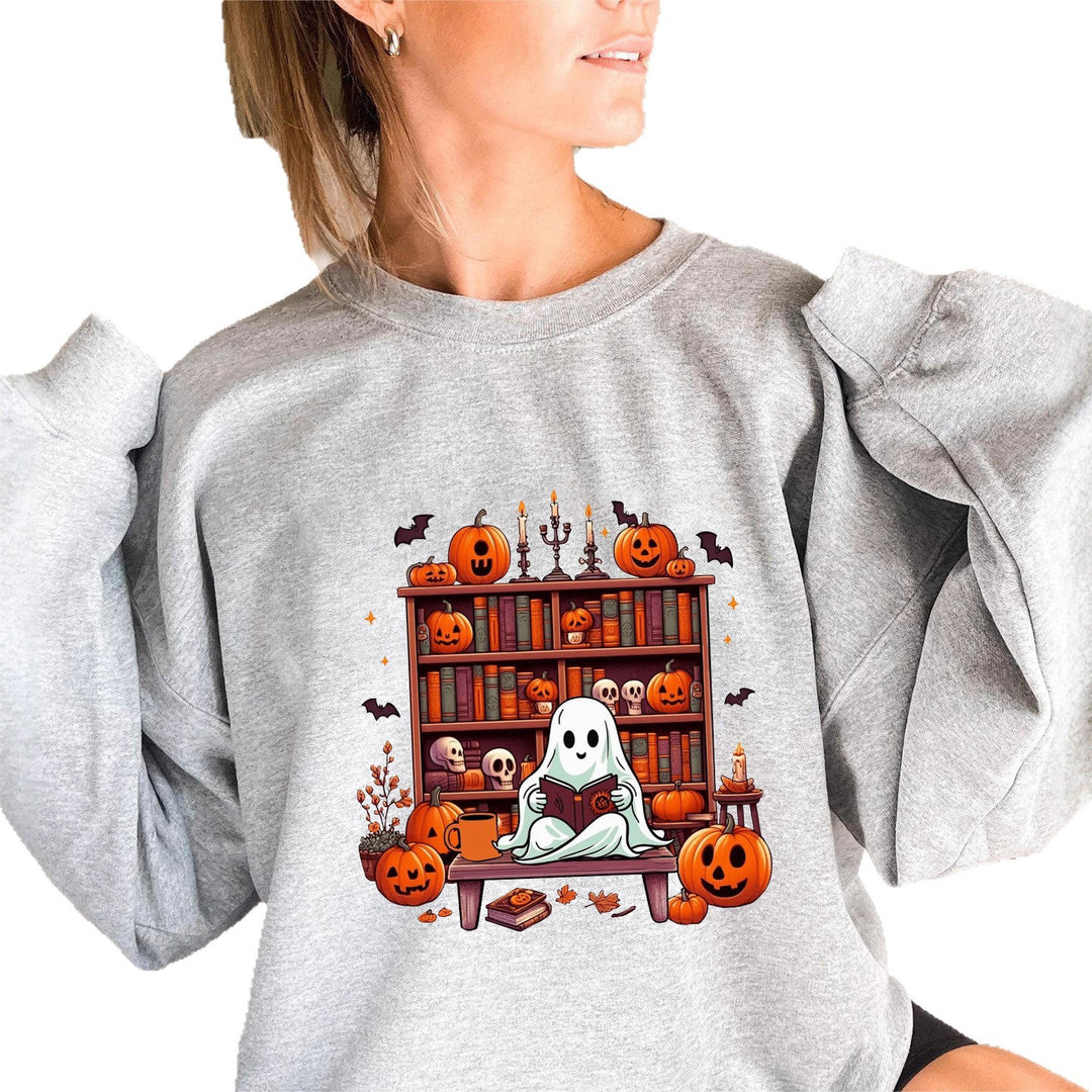 Sweat-shirt femme avec motif automnal effrayant et manches bouffantes décontractées Chic & Stil