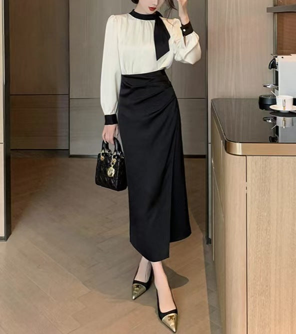 Robe enveloppante élégante pour femme avec volants et détail de nœud Chic & Stil