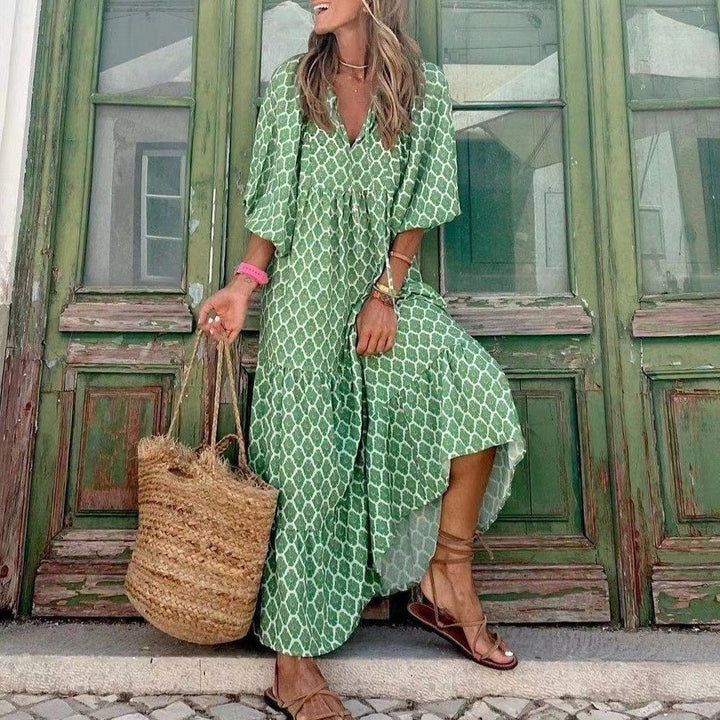 Boho Chic maxi dress with ruffles for women