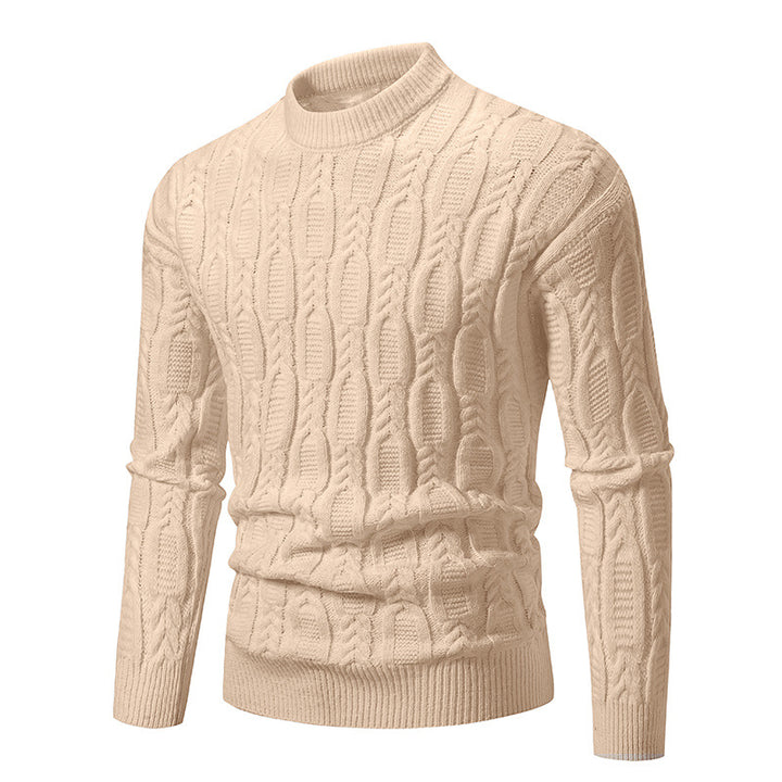 Chunky knit pullover for men with a modern cable pattern and a round neck Lune London