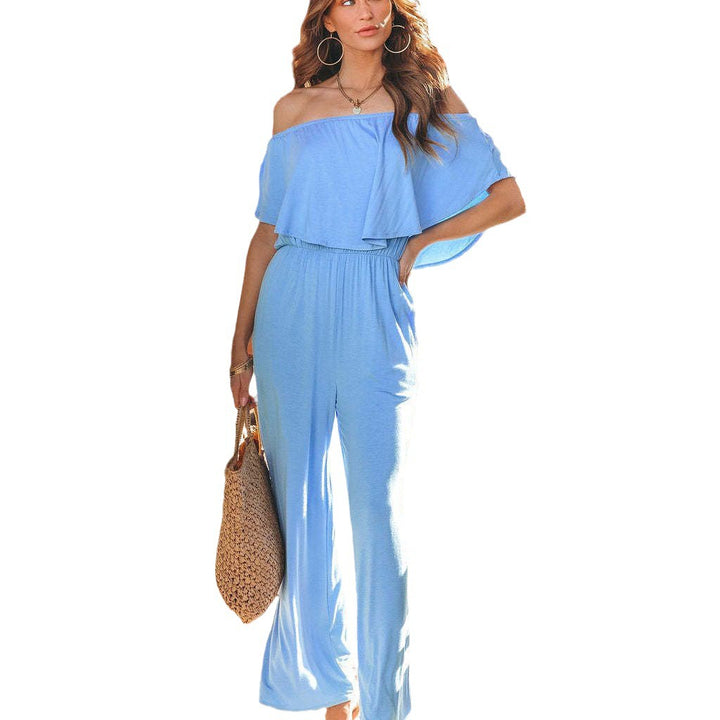 Off-shoulder jumpsuit for women with wide legs and elastic waist Lune London