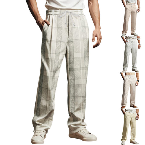Casual pants for men with adjustable drawstring and modern checkered details Lune London