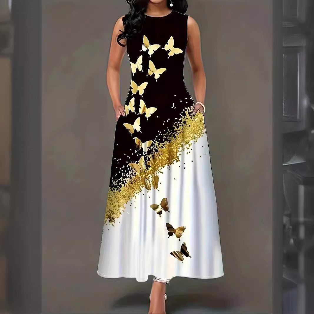 Women's maxi dress with floral pattern and practical pockets Lune London