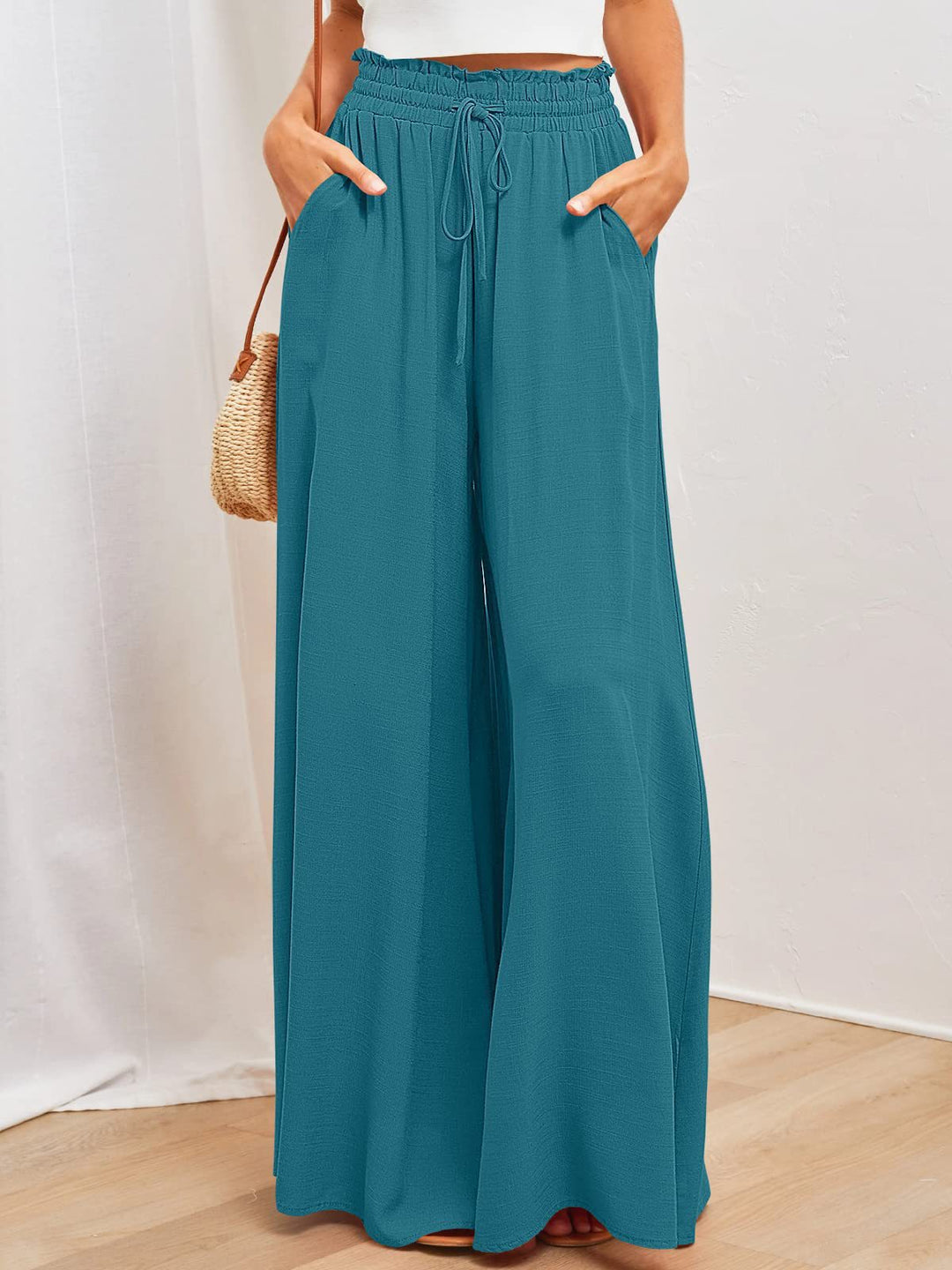 Maxi skirt women with elastic waistband and side pockets