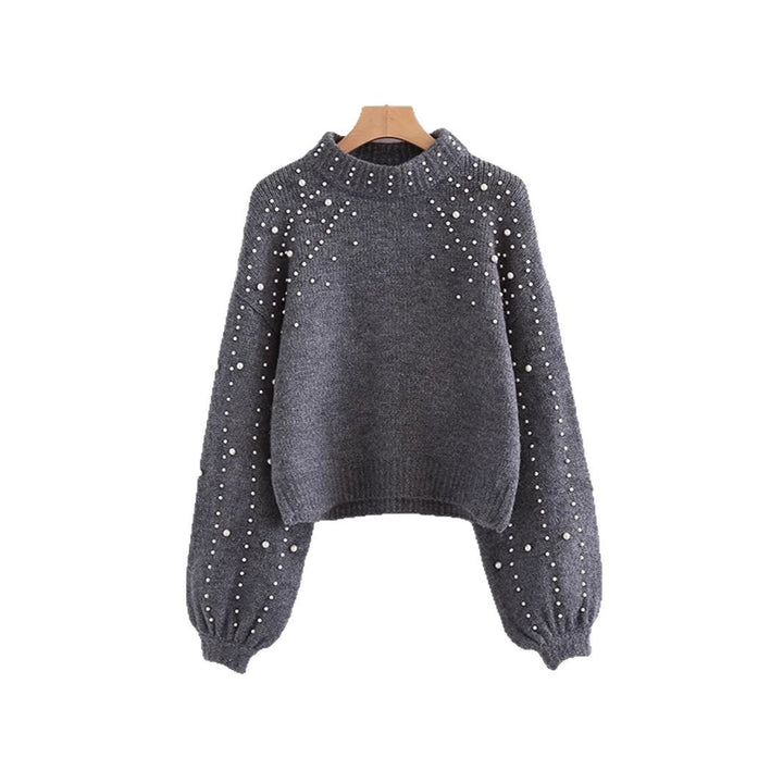 Elegant sweater for women with bead details and puff sleeves Lune London