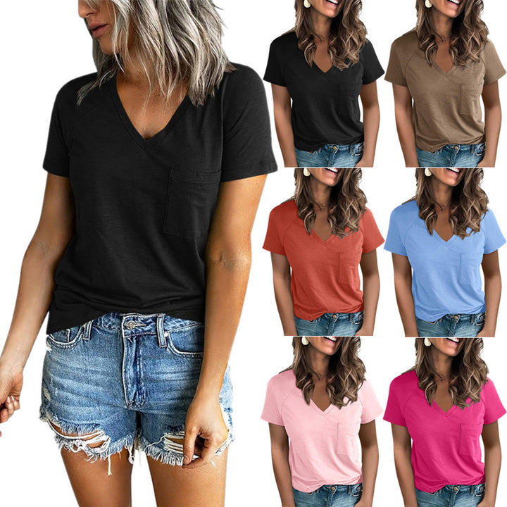 V-neck T-shirt for women with chest pocket Lune London
