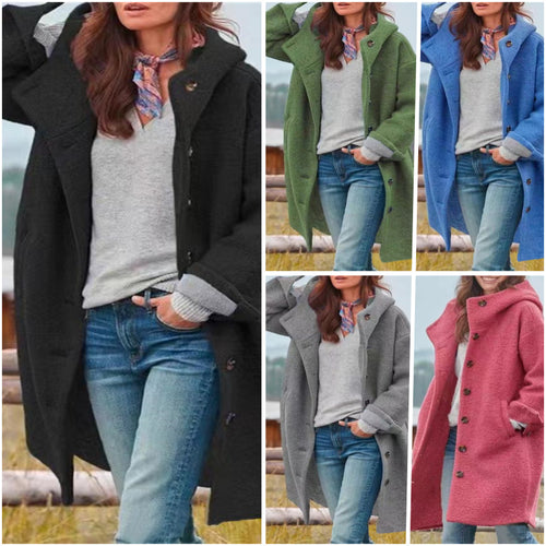 Oversized wool coat for ladies with a stylish collar and chic button details Lune London