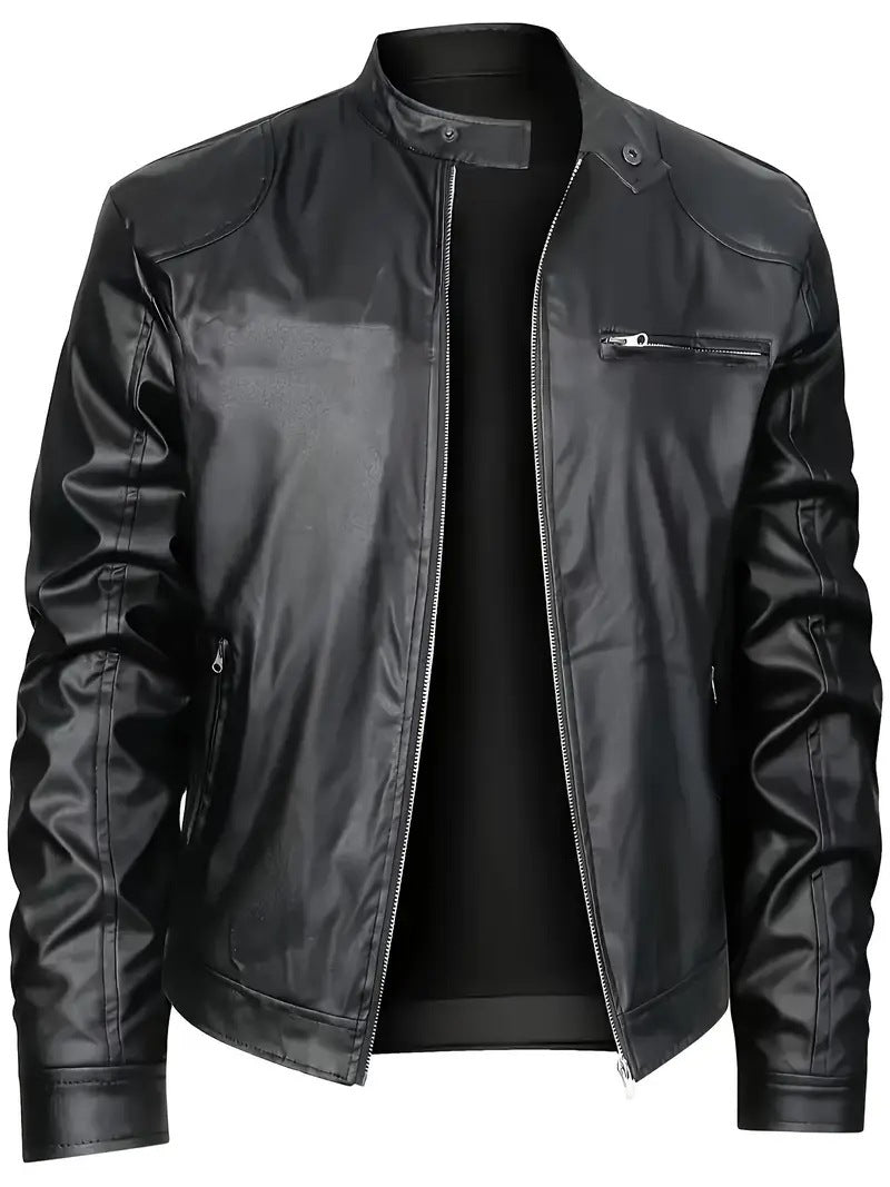 Elegant faux leather jacket for men with a modern chic design and style