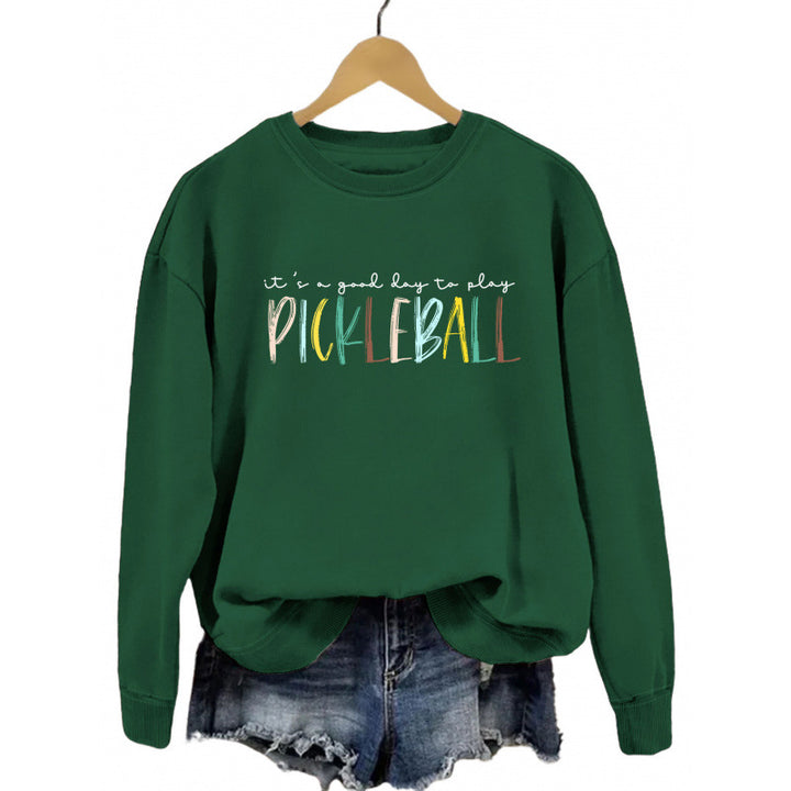 Women's casual sweatshirt with colorful pickleball print Lune London