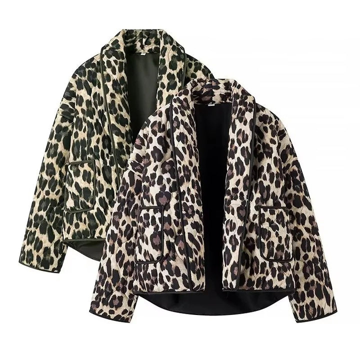 Women's leopard print bomber jacket with a stylish cut and practical pockets Lune London