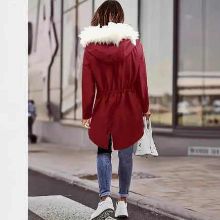 Ladies padded winter coat with removable hood Lune London