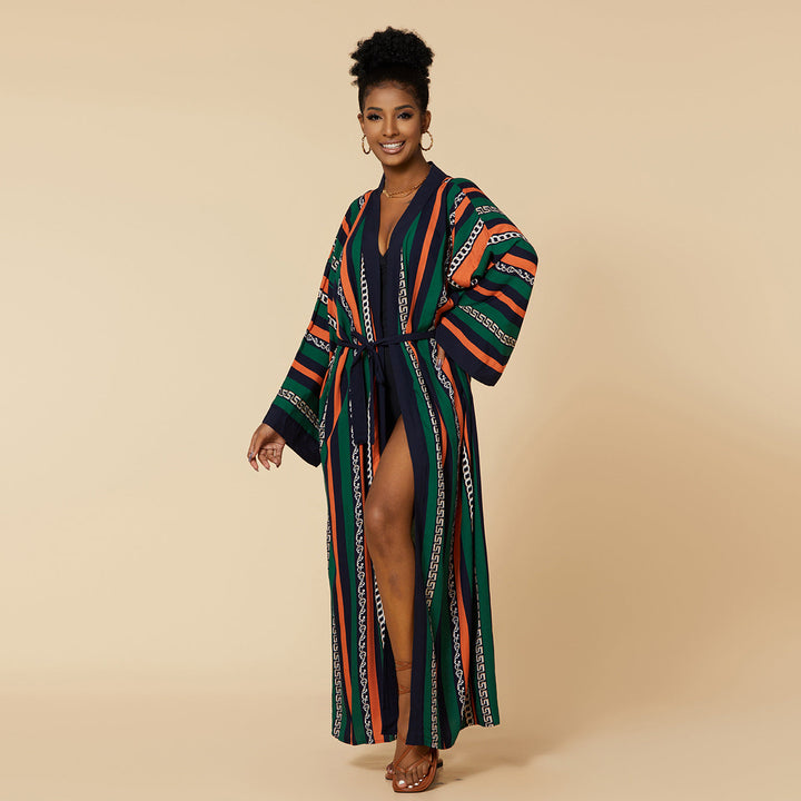 Ladies Luxurious Bathrobe with Exotic Pattern Chic Und Stil