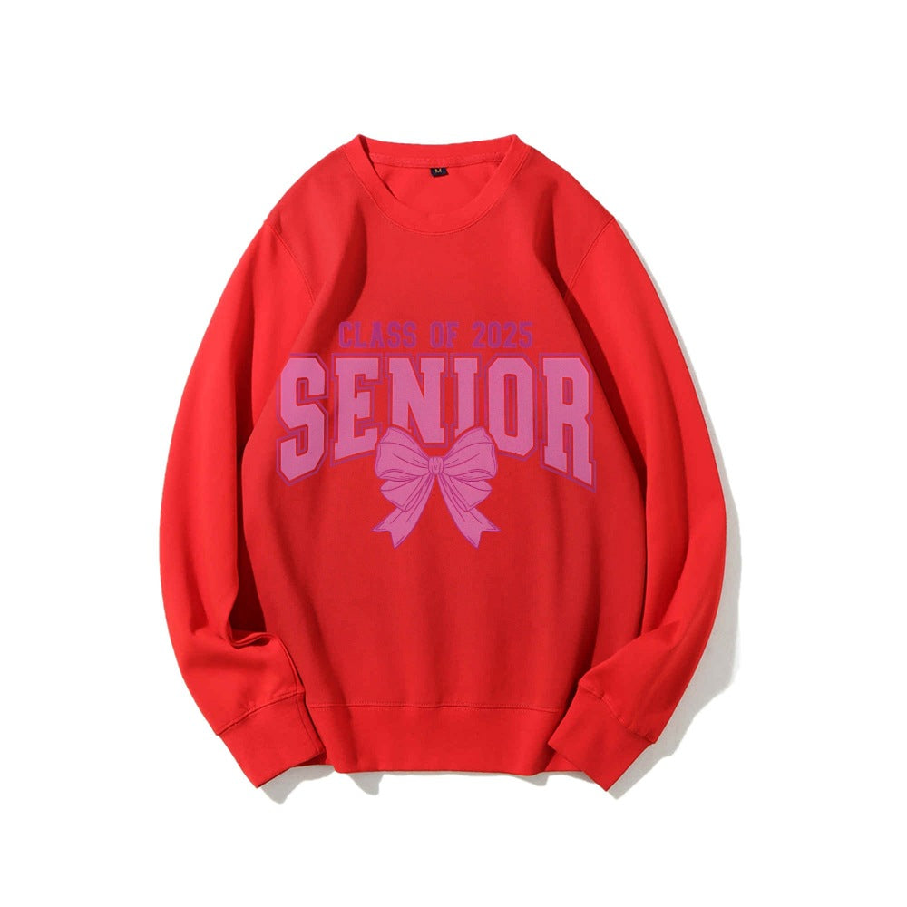 Sweatshirt pour femmes avec l'année de graduation et design de nœud décoratif Chic & Stil