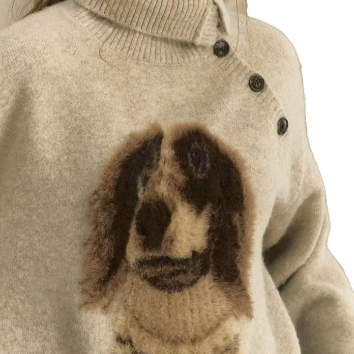 Pull tricoté pour femme avec motif animal et col haut Chic & Stil