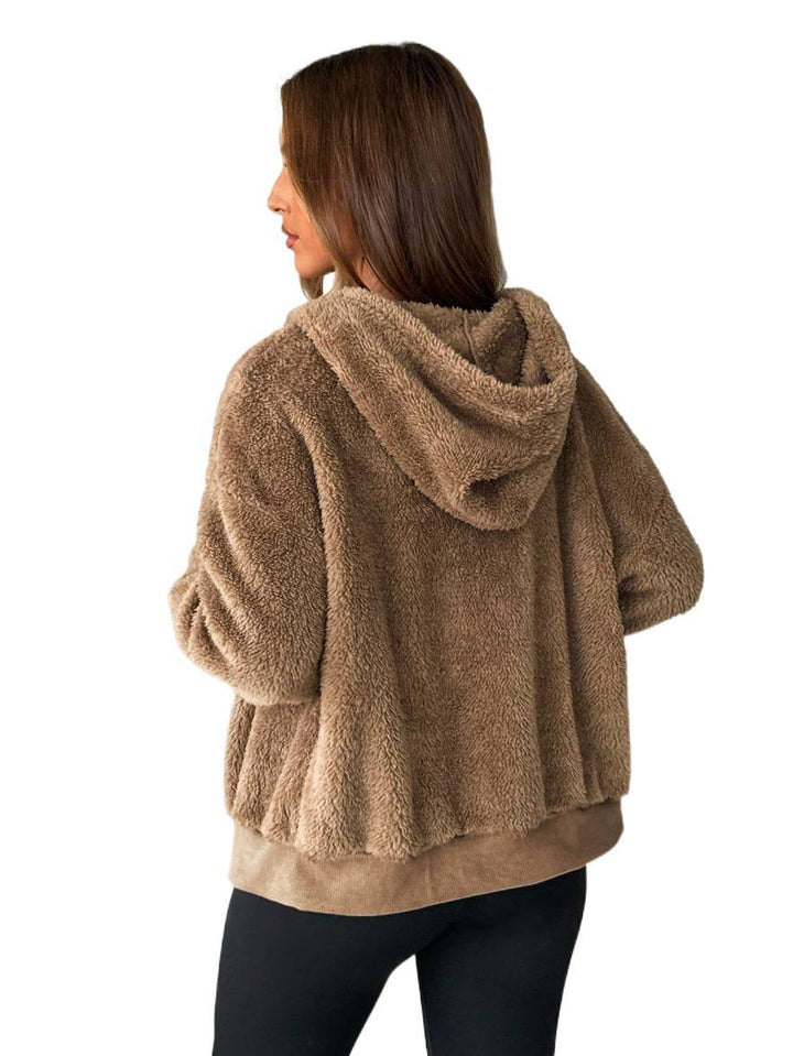 Ladies Cozy Fleece Jacket with Kangaroo Pocket and Hood Lune London