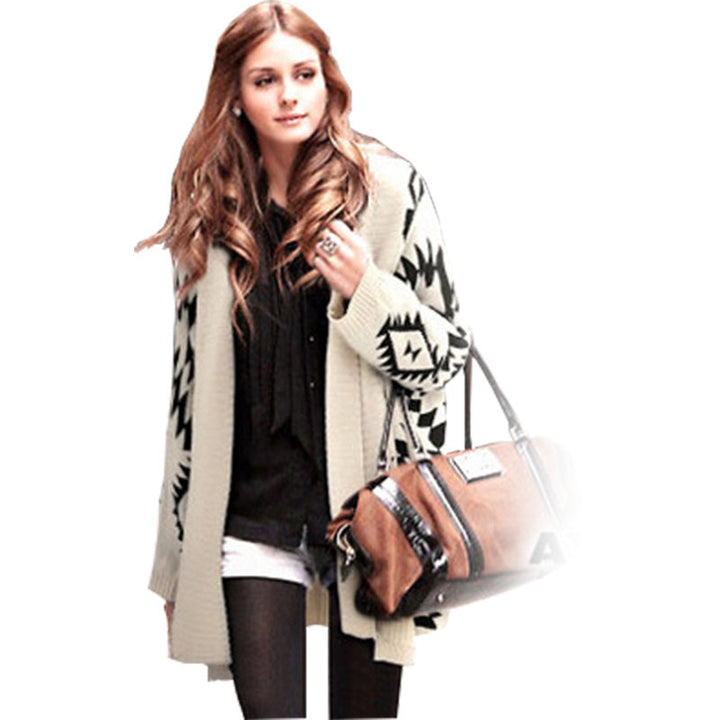 Knitted poncho for women with a striking geometric pattern Lune London