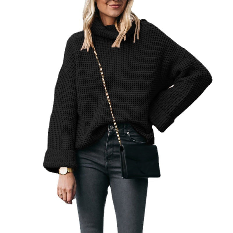 Thick knit sweater for women with high collar and loose fit Lune London