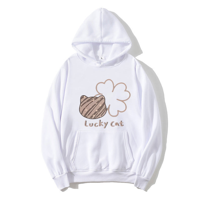 Women's hoodie with creative cat design and lucky motif Chic & Style