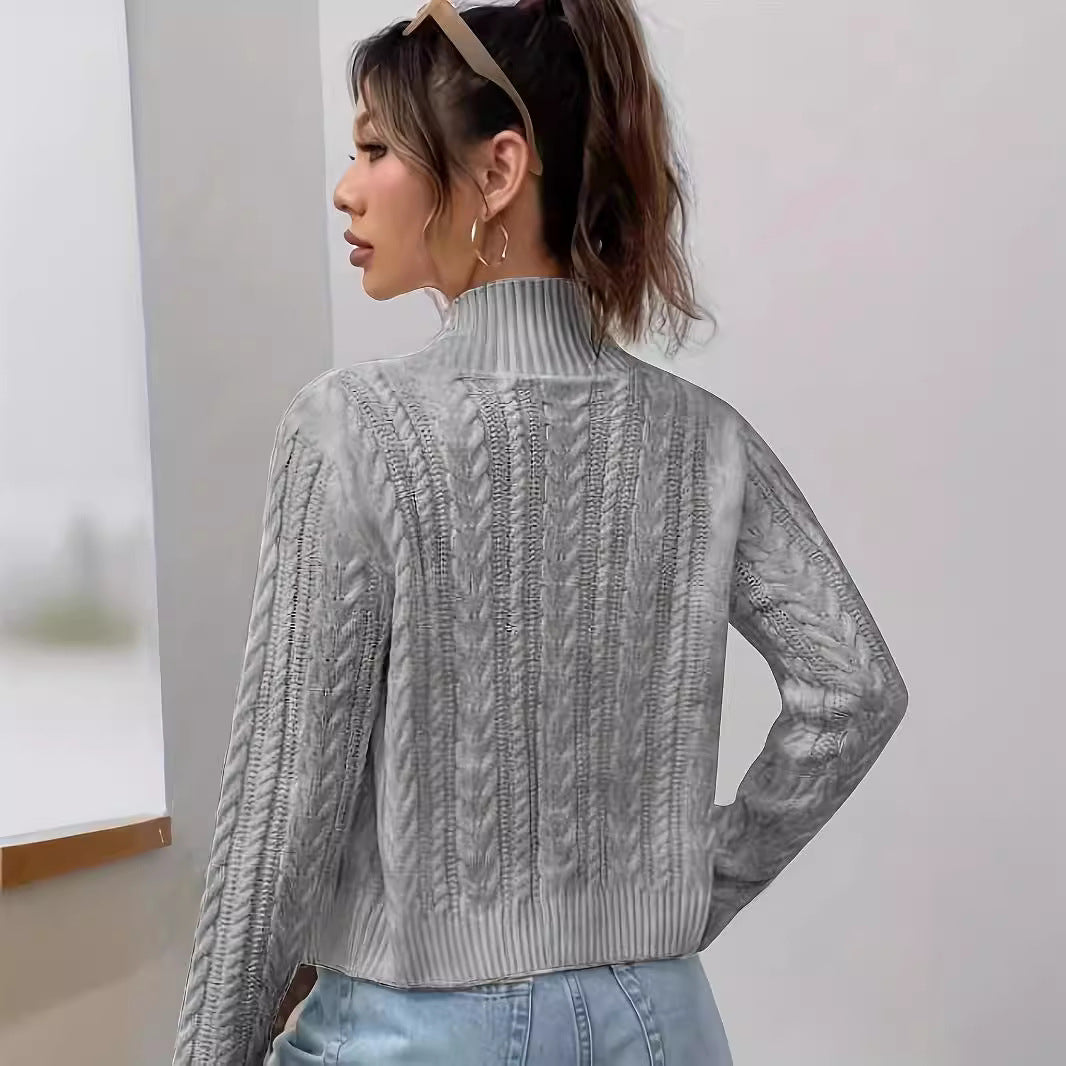 Cardigan pour femmes avec design à col montant et fermeture éclair stylée Chic & Stil