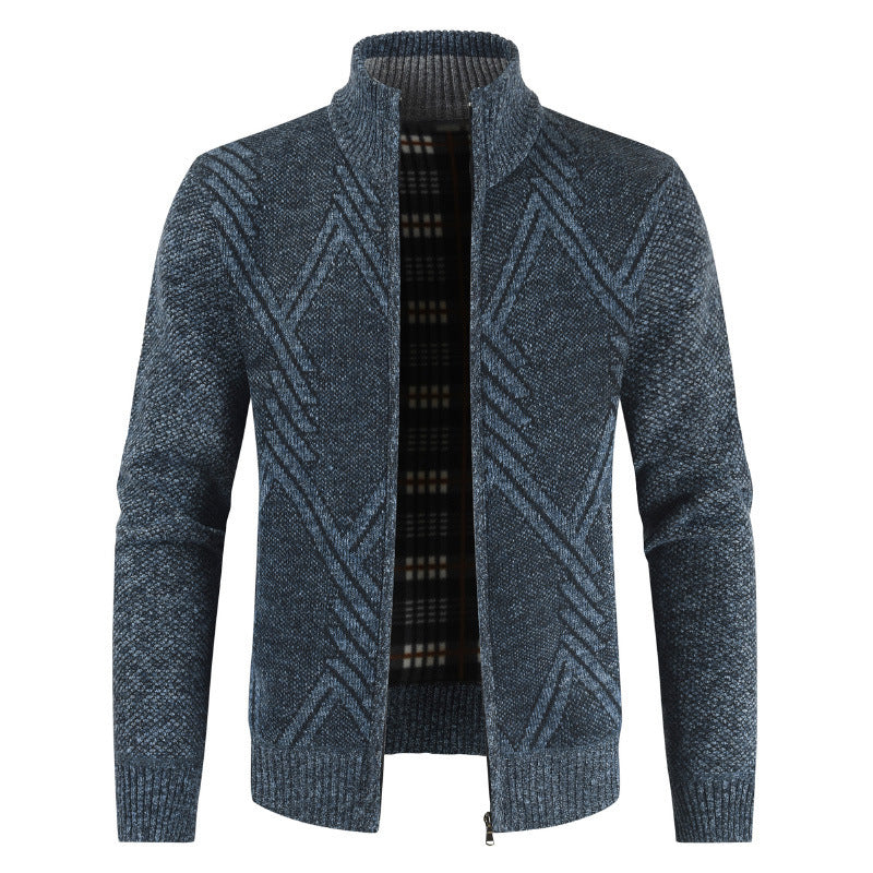 Knitted jacket for men with high collar and structured design Lune London
