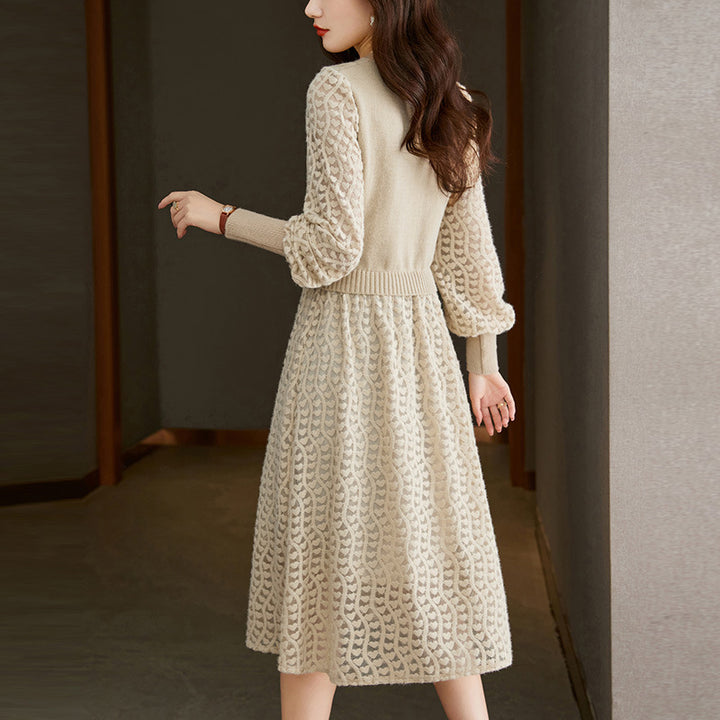 Robe en tricot pour femmes avec corsage structuré et partie jupe élégante Chic & Stil