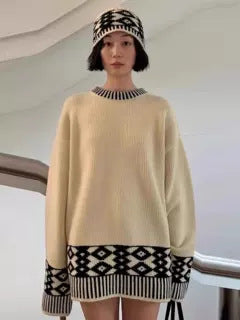 Pull surdimensionné en tricot pour femme avec un motif frappant Chic & Stil
