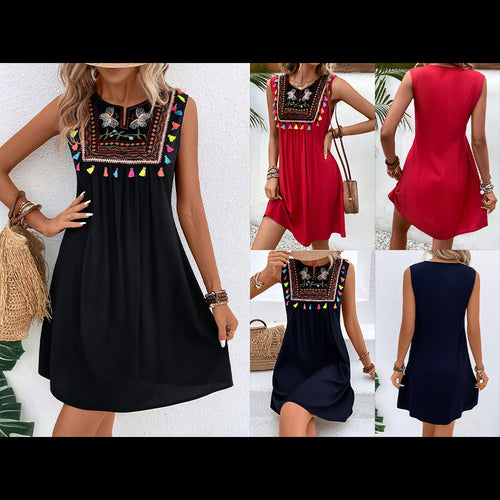 Lightweight summer dress for women with embroidered colorful detail Lune London