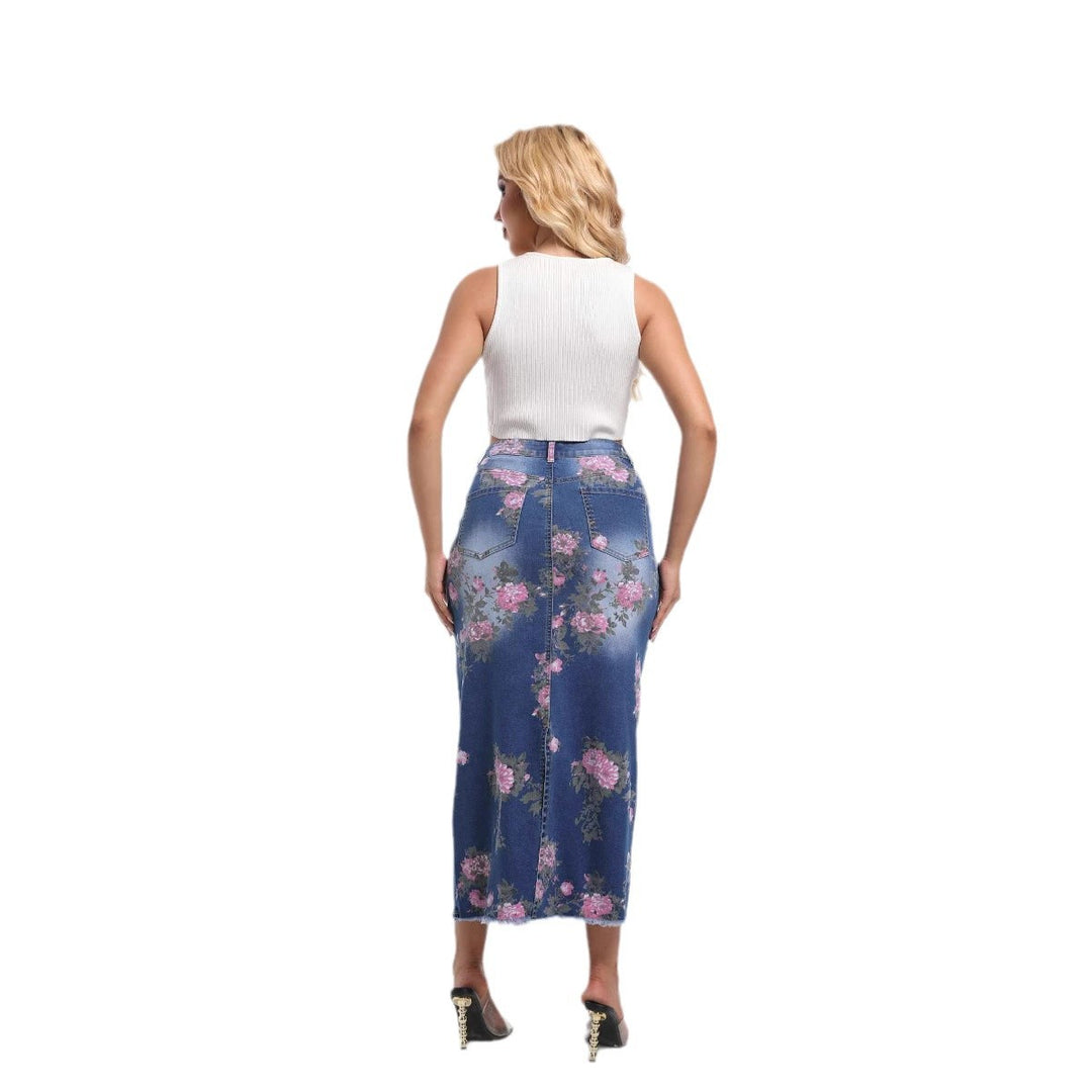 Maxi skirt for women with floral appliqués Lune London