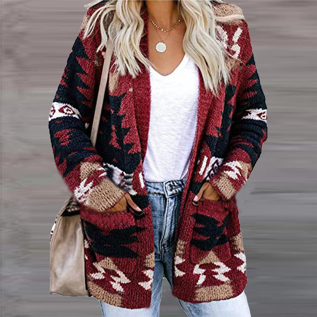 Women's knit jacket with asymmetrical pattern Lune London