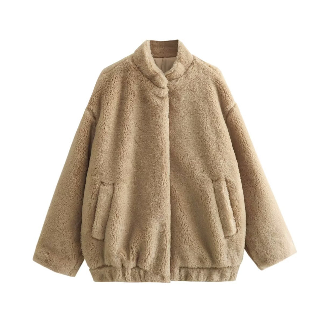 Ladies Cozy Fleece Jacket with High Collar and Practical Pockets Lune London