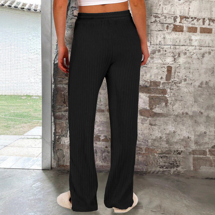 Wide ribbed knit pants for women with elastic waistband Lune London