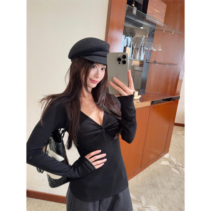 Women's Long Sleeve Top with Elegant Wrap Design Chic & Stil