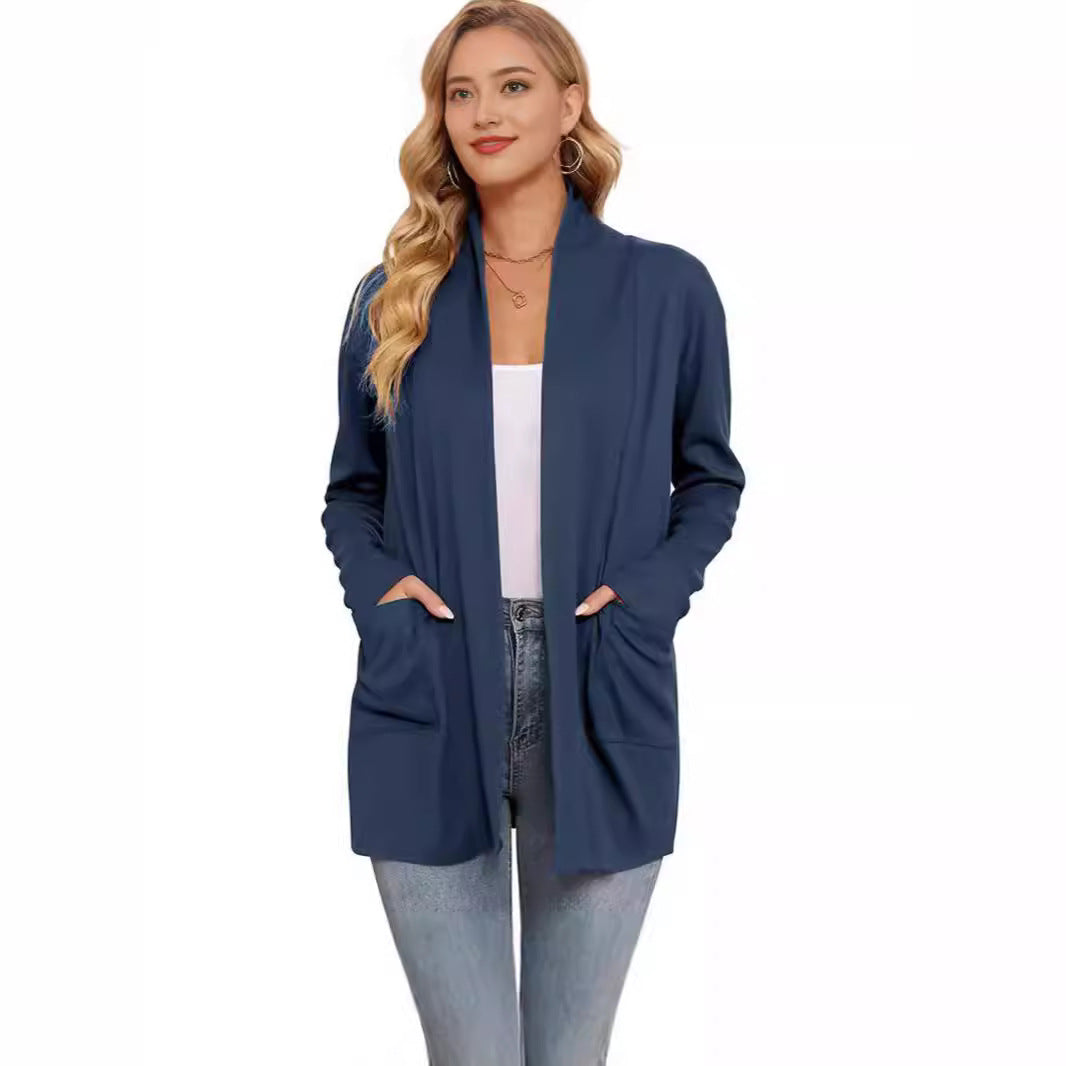 Lune London long casual cardigan for women with pockets