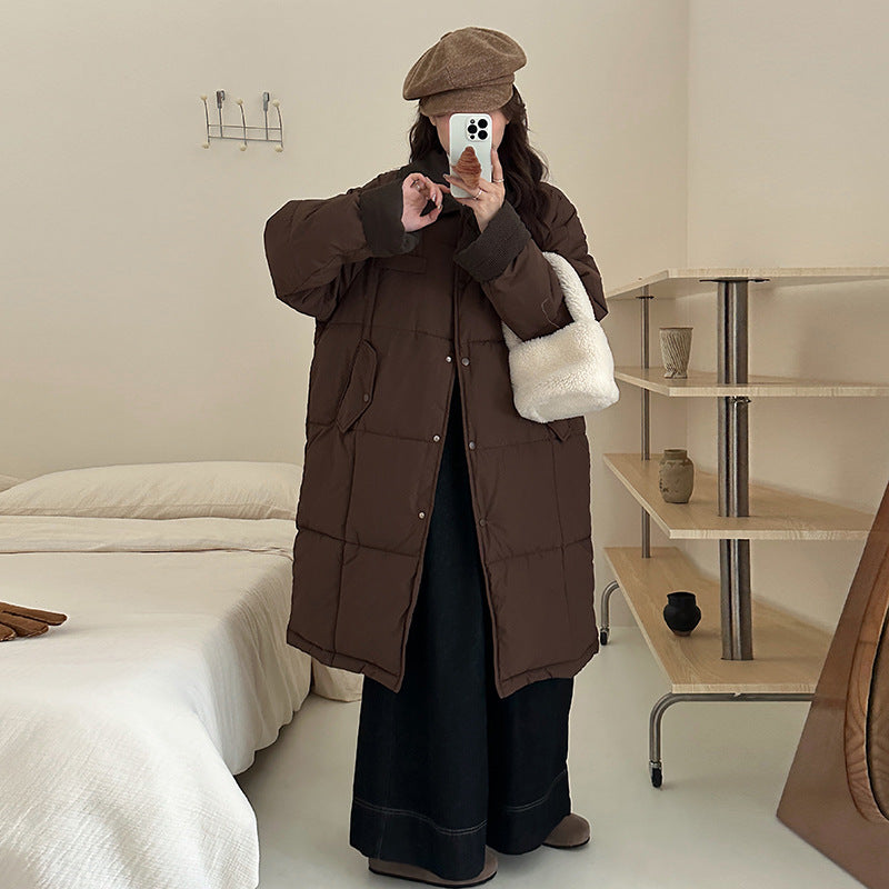 Ladies Long Winter Coat, Padded with Practical Snap Button Closure Lune London