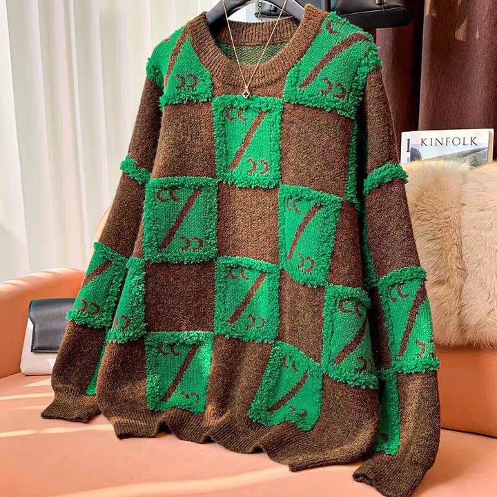 Women Large Oversized Sweater with Chic Graphic Design and Style