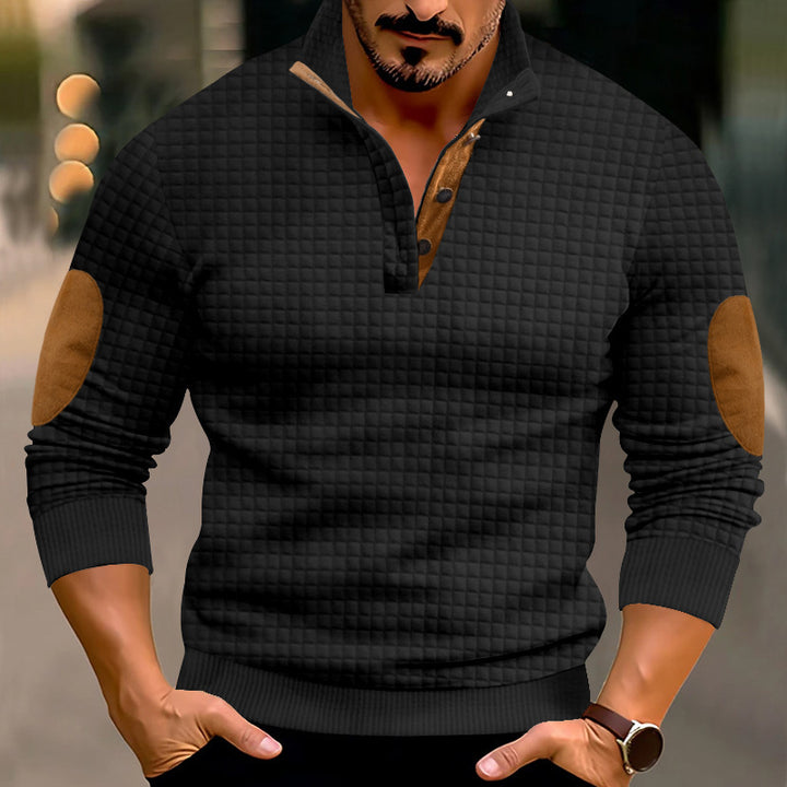 Men Structured Sweater with Leather Accents Lune London