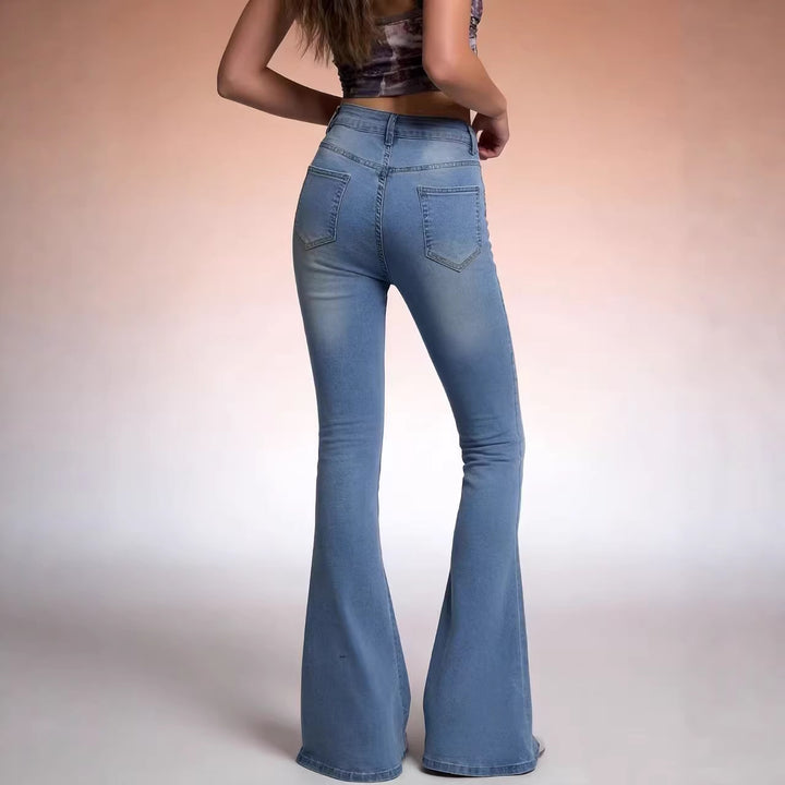 Women's Bootcut Jeans with High Waist and Trendy Wash
