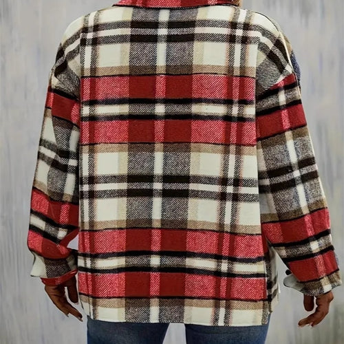 Plaid flannel jacket for women with pockets and tasteful buttonhole Lune London