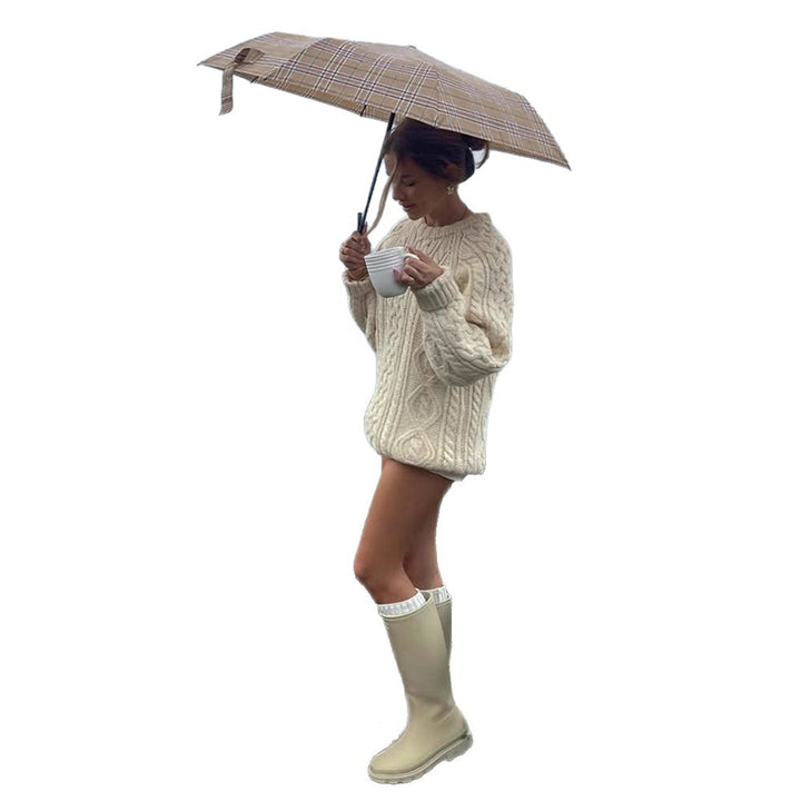 Knitted sweater for ladies with embossed pattern and wide sleeves Lune London