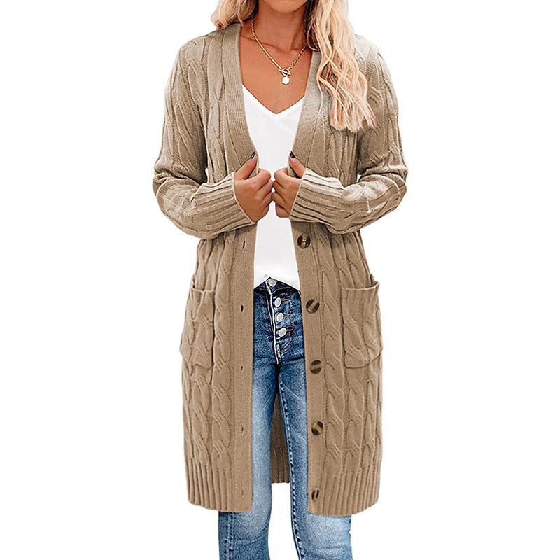 Cardigan en tricot chunky pour femmes avec poches à rabat et fermeture à boutons Chic & Stil