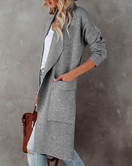 Longline cardigan for women with practical pockets and a fluid cut Lune London