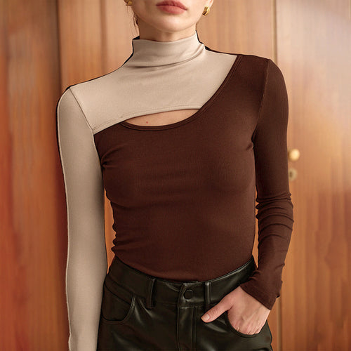 Women Long Sleeve Top with Asymmetrical Design and Refined Neckline Lune London