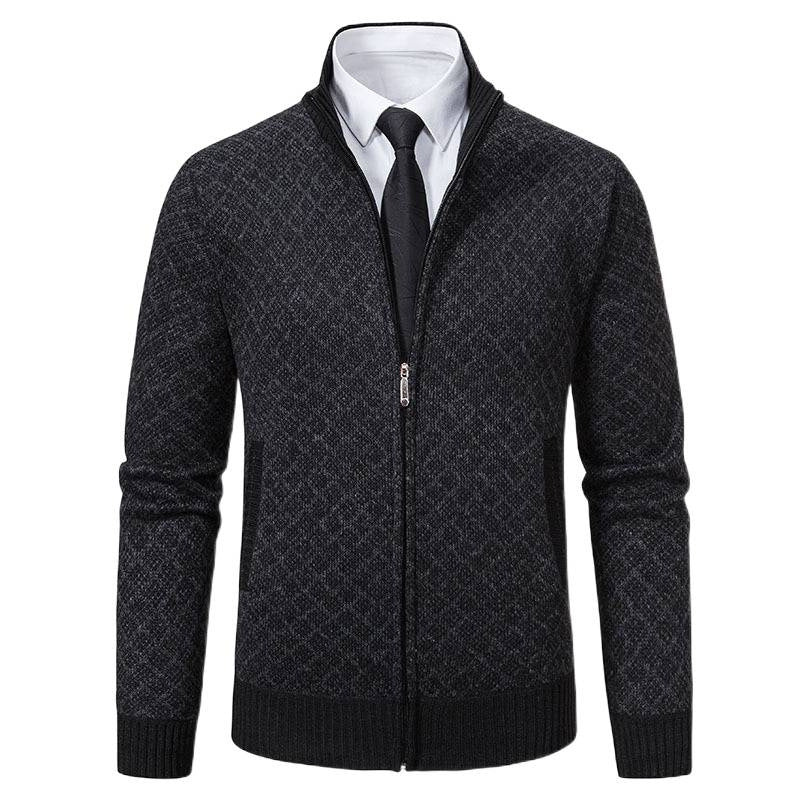 Men's knit jacket with high-quality textured pattern and zipper Lune London