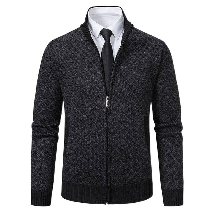 Men's knit jacket with high-quality textured pattern and zipper Lune London